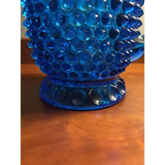 Antique EAPG Doyle & Co. Deep Blue Hobnail Glass 6.5 Tall Water Pitcher c. 1880s Drinkware